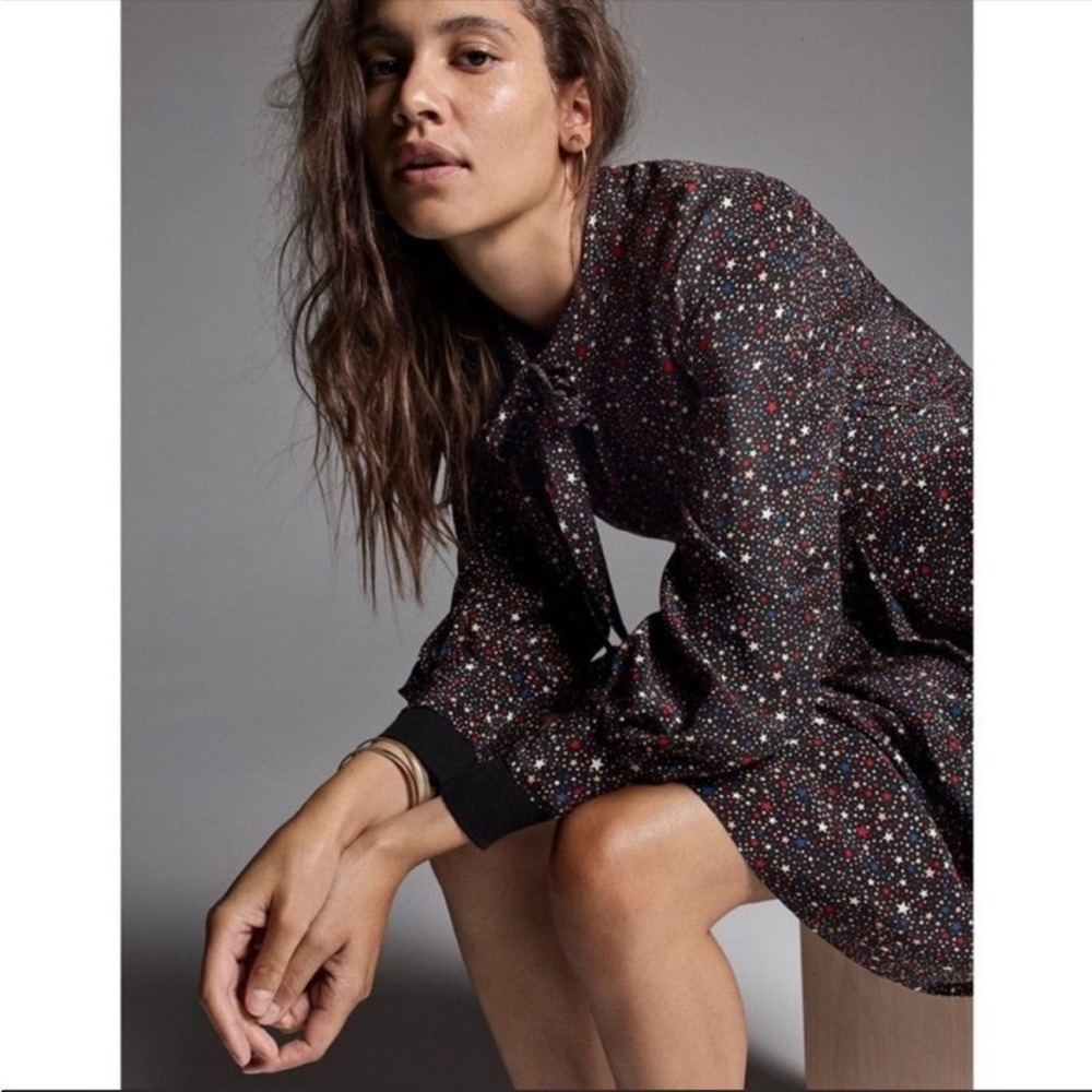 Madewell Silk Star Printed Festive Mini Dress Womens Size 2